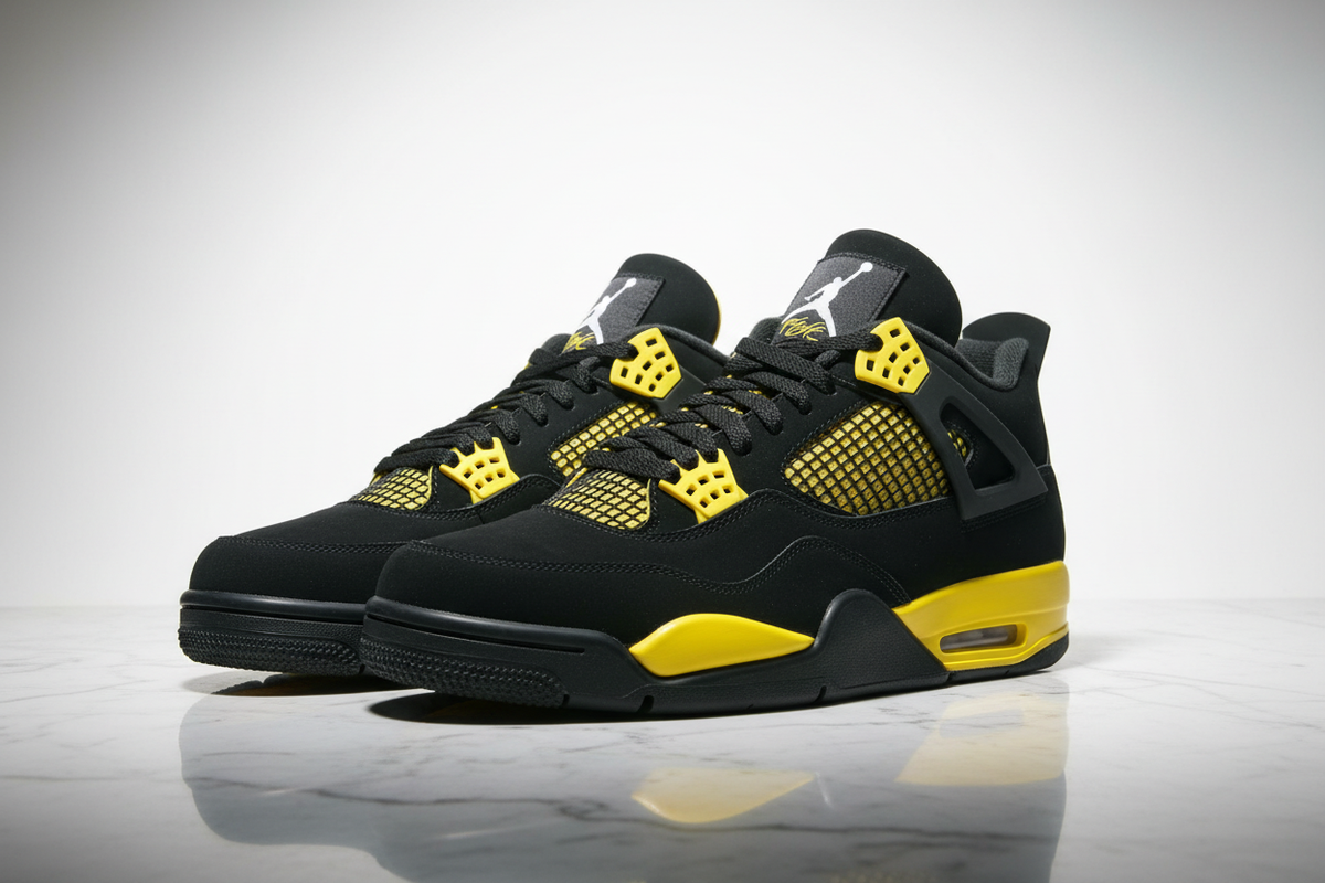 Air Jordan 4 Thunder - Fresh Left-Facing Editorial