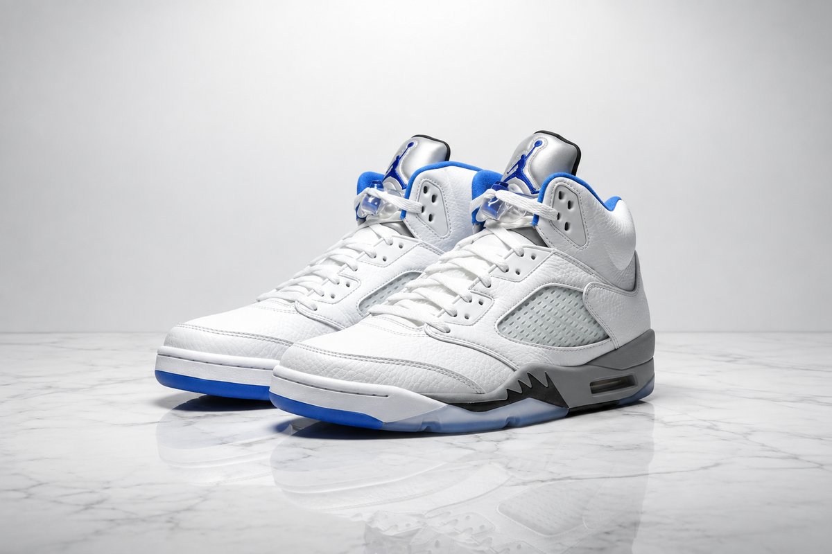 Air Jordan 5 White Stealth editorial image