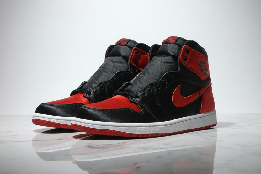 AJ1 Satin BRED — Toes Left