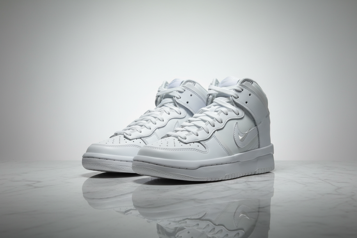 All-White Nike High-Top Editorial