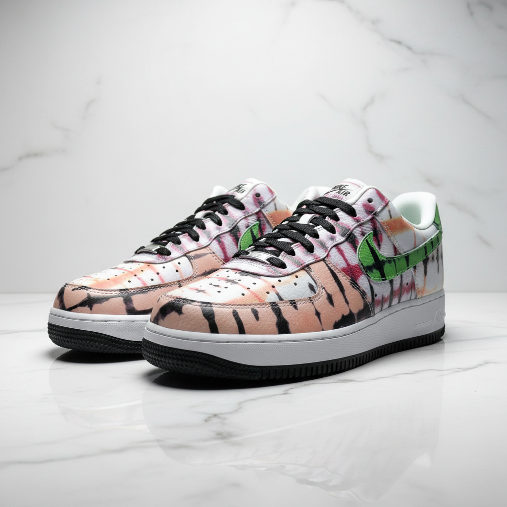 Corrected Black Tie Dye Air Force 1 editorial