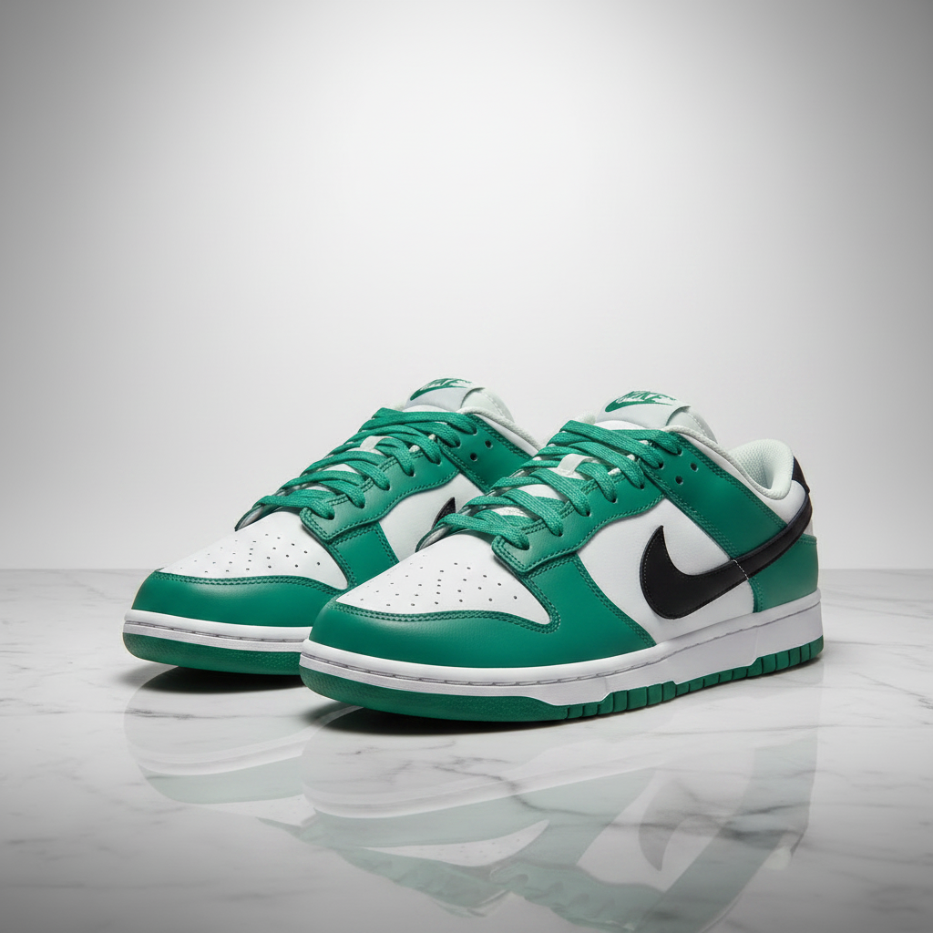 Nike Dunk Low Celtics - Pair on White/Grey Marble